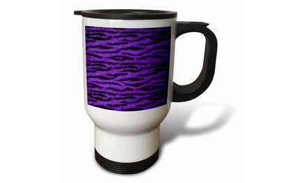  Travel Mug Purple and Black Tiger Animal Print - 14oz 