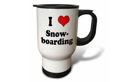  Travel Mug I love snowboarding. Heart. - 14oz 