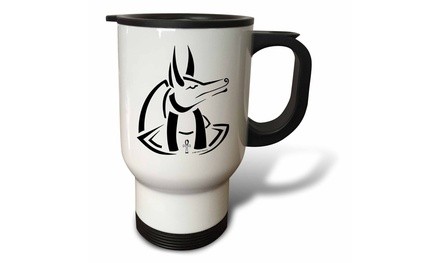  Travel Mug Anubis Egyptian God Tribal Art on white background - 14oz 