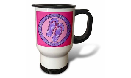  Travel Mug Life is Better in Flip Flops - Purple and Pink - 14oz 