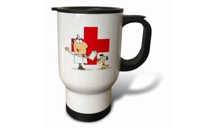  Travel Mug Silly Cartoon Vet Veterinarian - 14oz 