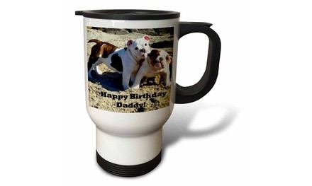  Travel Mug English Bulldog Happy Birthday Daddy - 14oz 