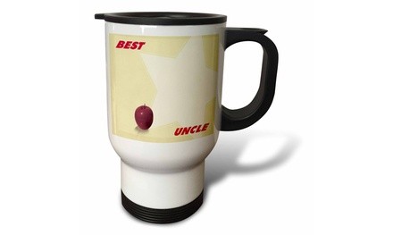  Travel Mug Red Apple and Star With Words Best Uncle - 14oz 