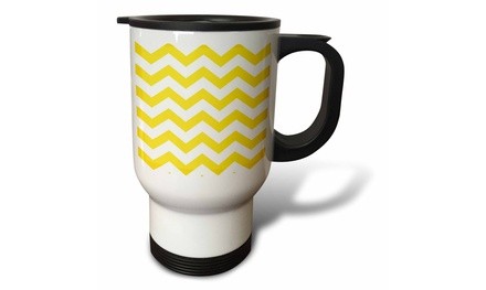  Travel Mug Yellow and white chevron - 14oz 