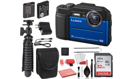 Panasonic Lumix DC-TS7 Digital Camera Blue DC-TS7A with Accessory Bundle Package