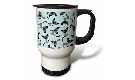  Travel Mug Siamese Cat Print Blue - 14oz 