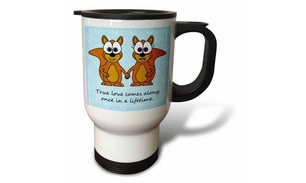  Travel Mug True Love Comes Along Once in a Lifetime ? Cute Squirrels Design - 