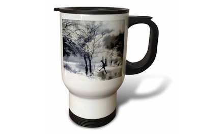  Travel Mug Winter Figure Skating on a Frozen Lake - 14oz 