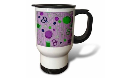  Travel Mug Sewing Love Print Purple - 14oz 