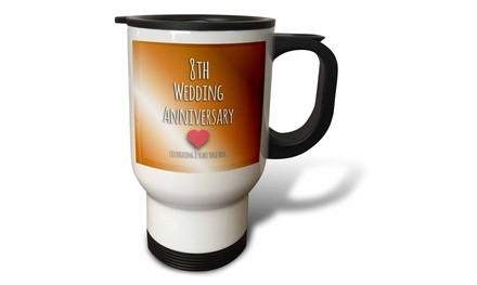  Travel Mug 8th Wedding Anniversary gift - Bronze celebrating 8 years together 