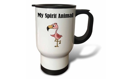  Travel Mug Funny Cute Pink Flamingo Bird Spirit Animal - 14oz 