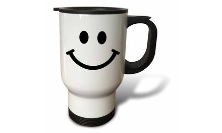  Travel Mug Smiley face square - black and white smile - happy smiling cartoon 