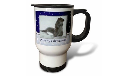  Travel Mug Squirrel in the Snow, Merry Christmas - 14oz 