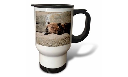  Travel Mug Grizzly Bear napping in the sunshine  - 14oz 