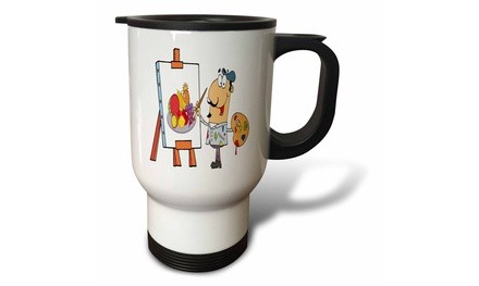  Travel Mug Silly Artist Painter Painting Fruit Cartoon - 14oz 