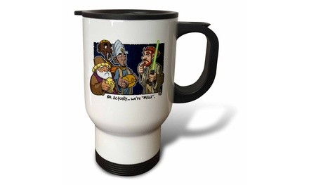  Travel Mug Tim Ellis Cartoon about Christmas Magi and Starwars Jedi - 14oz 