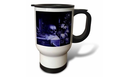  Travel Mug Vanitas - skull, skull, purple, table, macarbe, halloween, deep pur