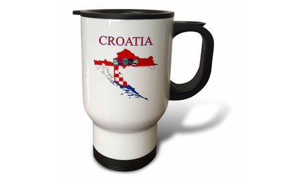  Travel Mug Image of Exotic Croatia Map In Flag Colors And Symbols - 14oz 