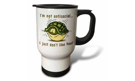  Travel Mug Funny Not Anti-social Just Dont Like You Hiding Turtle Attitude Hum