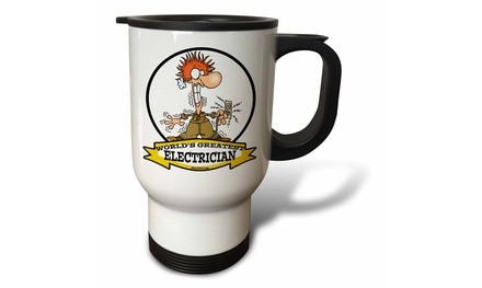  Travel Mug Funny Worlds Greatest Electrician Cartoon - 14oz 