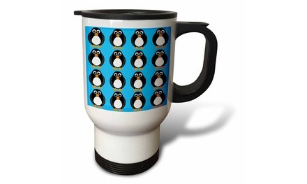  Travel Mug Cute Penguin Blue Print - 14oz 