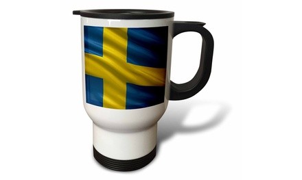  Travel Mug Flag of Sweden waving in the wind - 14oz 