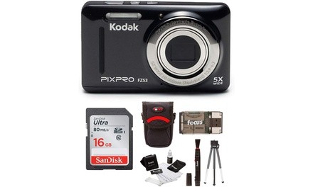 Kodak PIXPRO Friendly Zoom FZ53 Basic Bundle, Black