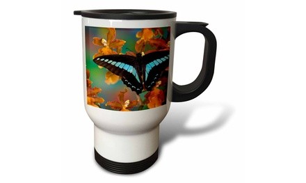  Travel Mug Common Jay Butterfly on Orchid - US48 DGU0369 - Darrell Gulin - 14oz