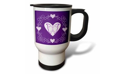  Travel Mug Swirl and heart design on purple - 14oz 