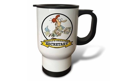  Travel Mug Funny Worlds Greatest Secretary Occupation Job Cartoon - 14oz 