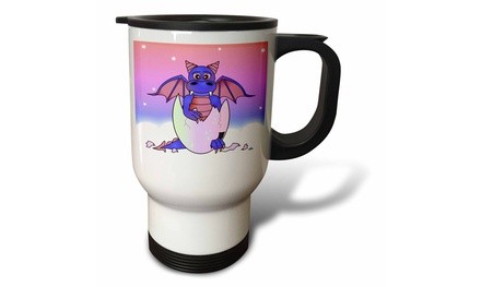  Travel Mug Purple Baby Dragon in Cracked Egg - 14oz 