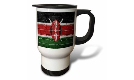  Travel Mug National flag of Kenya painted onto a brick wall Kenyan - 14oz 