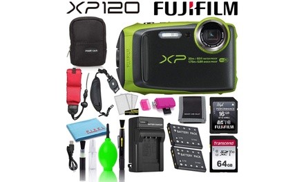 Fujifilm FinePix XP120 Waterproof Digital Camera Lime Advanced Accessory Bundle 