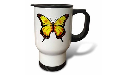  Travel Mug Digital Art Yellow Butterfly for Spring and Summer - 14oz 