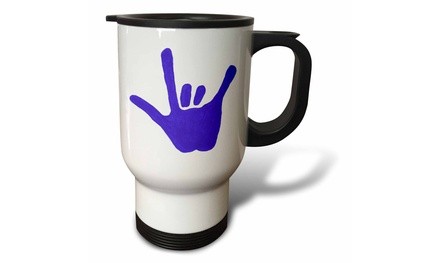  Travel Mug Love Sign Language Blue - 14oz 