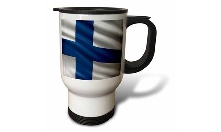  Travel Mug Flag of Finland waving in the wind - 14oz 