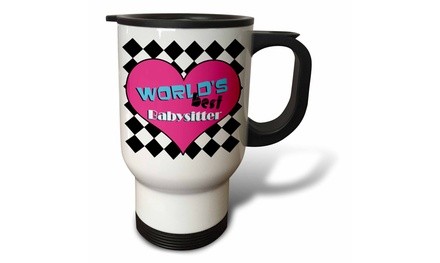  Travel Mug Worlds Best Babysitter Pink - 14oz 