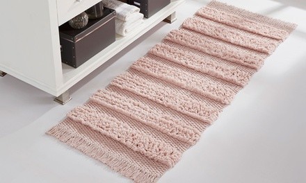 Savannah Oversized Cotton Fringe Bath Rug Runner 