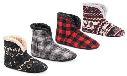 Muk Luks Men's Faux-Fur-Lined Short Slipper Socks (Size 11-13)