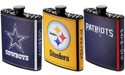 Pro Specialties Group NFL Plastic Hip Flask with Logo Wrap