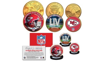 Super Bowl LIV NFL Champions Kansas City Chiefs 24K Gold Plated 3-Coin US Set