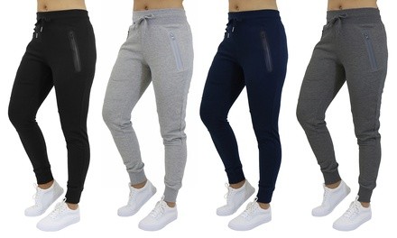 Women's Slim-Fit Joggers with Zipper Pockets. Plus Sizes Available.