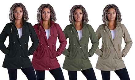 Lee Hanton Women's Sherpa-Lined Military-Style Parka Jacket