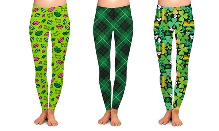 3-Pack Women's St. Patrick's Day Themed Printed Leggings