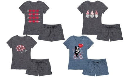 Nap Chat Women's Cute Pajama Set with Shorts (2-Piece). Plus Sizes Available.