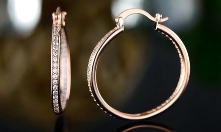 Inverted Hoop Earrings Made with Swarovski Elements