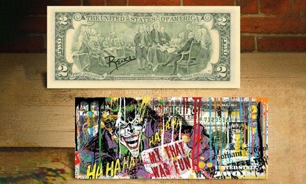 Joker My That Was Fun Pop Art Two-Dollar Bill Hand-Signed by Rency