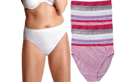 Just My Size Cotton Hi-Cut Assorted Plus-Size Panties (5- or 10-Pack)