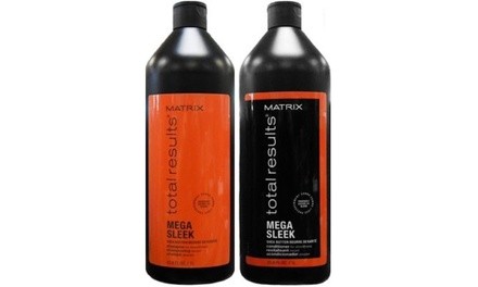 Matrix Total Results Mega Sleek Shampoo & Conditioner Liter Set Duo, 33.8 Oz.