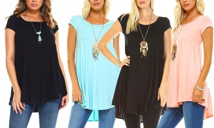 Isaac Liev Women's Flowy Spring Tunics (3-Pack). Plus Sizes Available.